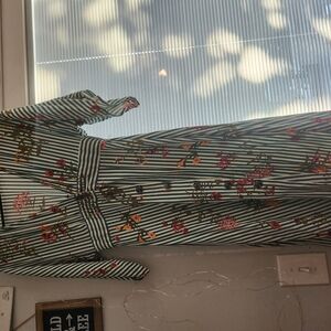 Forever 21 Green Striped Floral Maxi Dress